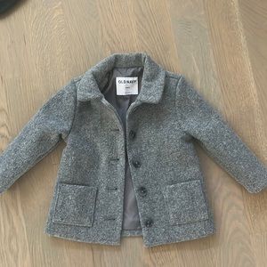 Old Navy girls grey peacoat. Size 18-24 month.